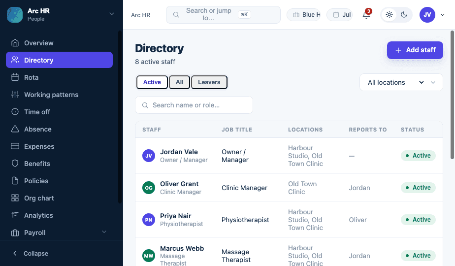 Arc HR directory